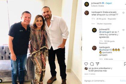 El ex deportista y su esposa Myriam Escobar compartieron varias imágenes al lado del intérprete de “Aurelio Casillas” en la exitosa teleserie El señor de los cielos (Foto: Instagram de Julio César Chávez)