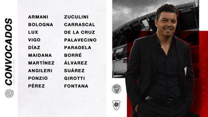 Marcelo Gallardo definió los nombres para jugar frente a Godoy Cruz (@RiverPlate). 