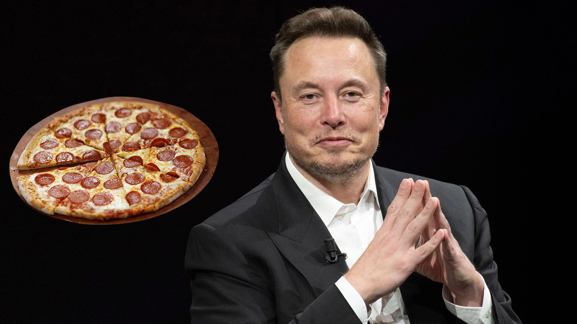 Elon Musk con una pizza