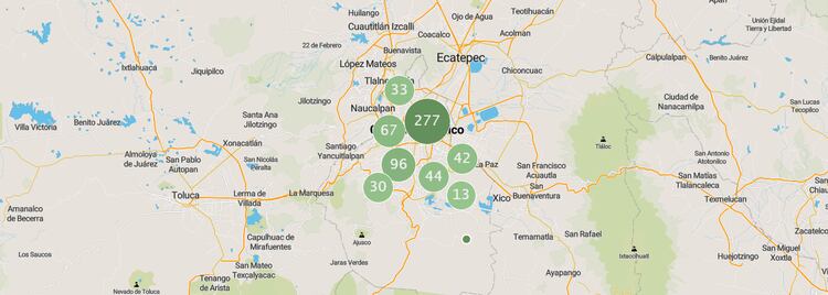 Un mapa de la Procuraduría General de Justicia capitalina indica que al menos 603 carpetas de investigación fueron abierta por el delito de narcomenudeo en la Ciudad de México (Foto: Especial)