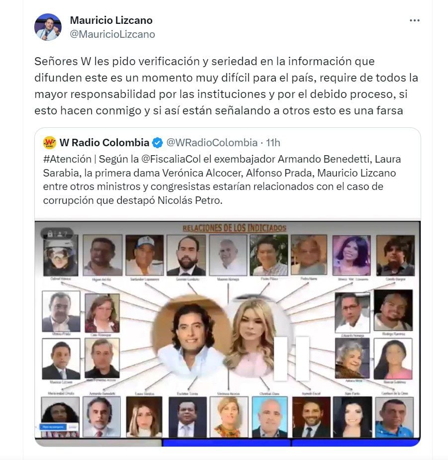 Reacciones de involucrados en el caso de Nicolás Petro. Twitter.
