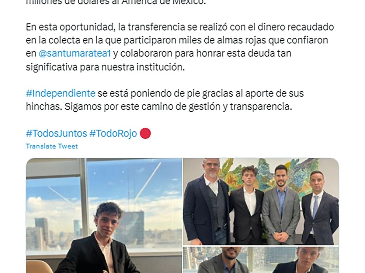 La REVELACIÓN de Santiago Maratea sobre la deuda de Independiente con el  América de México - TyC Sports