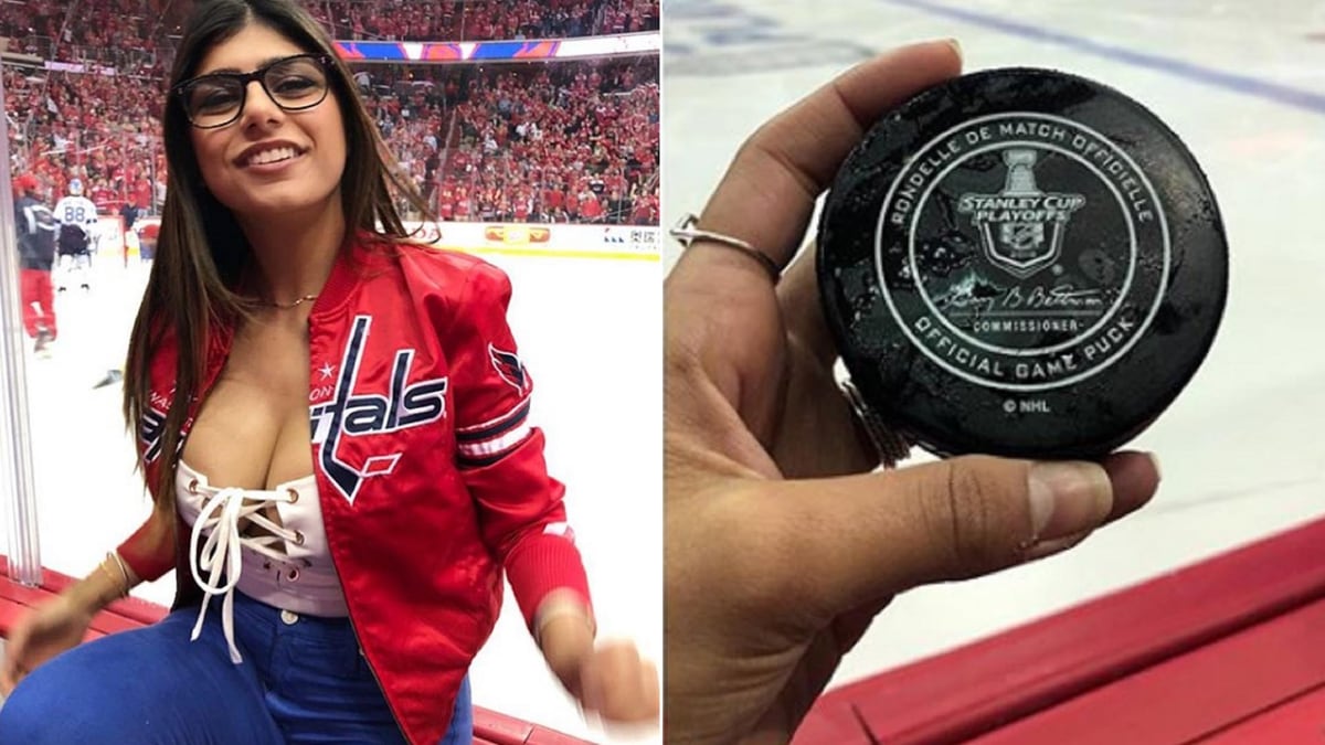 Un disco de hockey reventó un implante mamario de la ex actriz porno Mia Khalifa