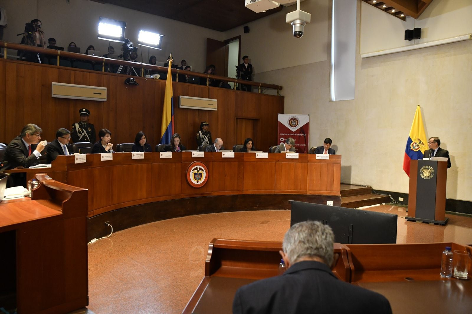 Ante los magistrados de la Corte Constitucional, el presidente Petro justificó la importancia de declarar estado de emergencia en La Guajira. Foto: Presidencia.