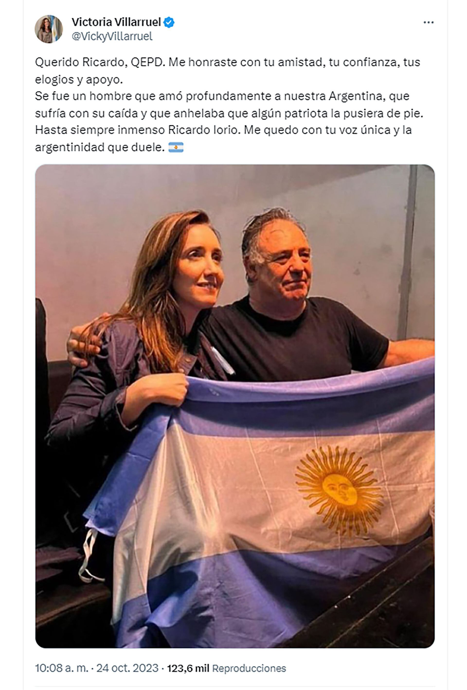 Victoria Villarruel junto a Ricardo Iorio. 