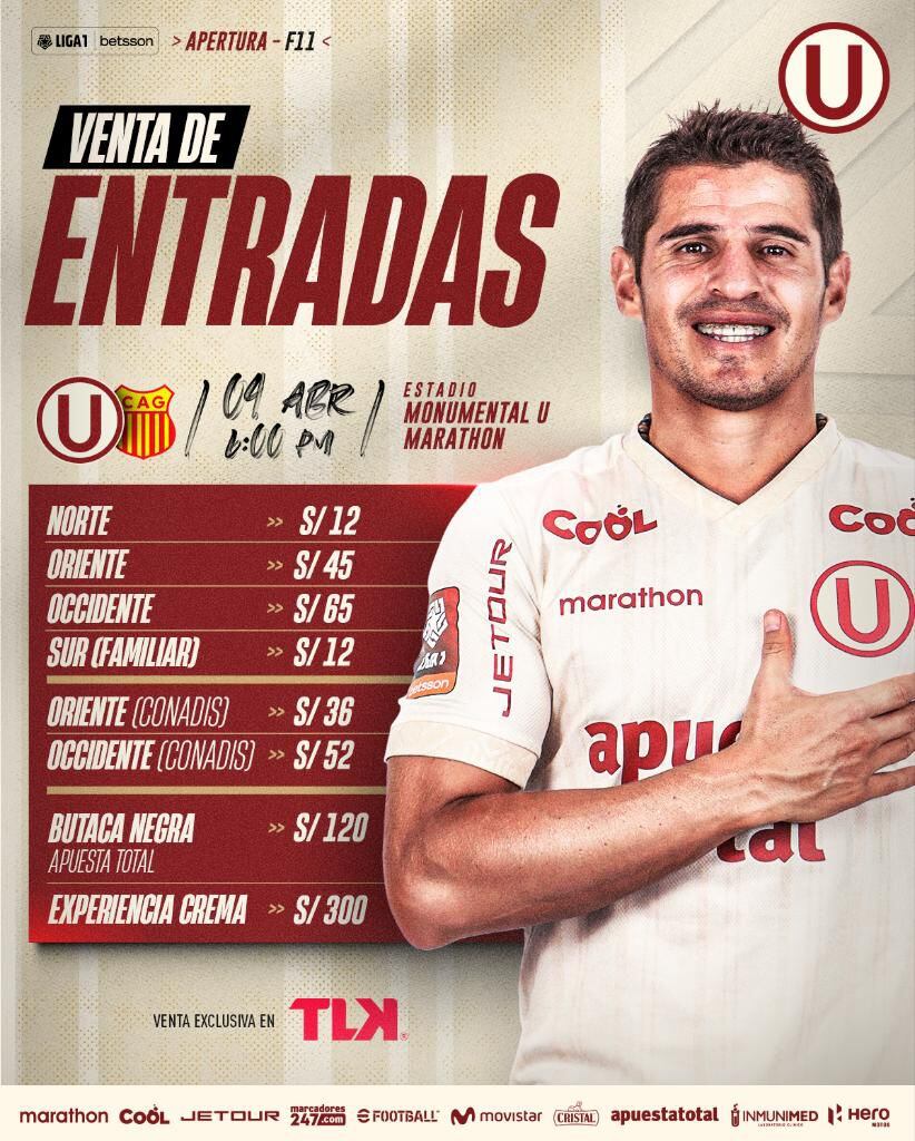 Conoce los precios de las entradas para asistir al partido entre Universitario y Atlético Grau. (Foto: Universitario)