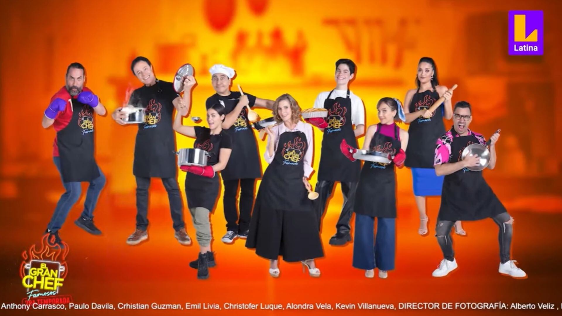 Nueve participantes permanecen en 'El Gran Chef Famosos'. Créditos - Latina TV