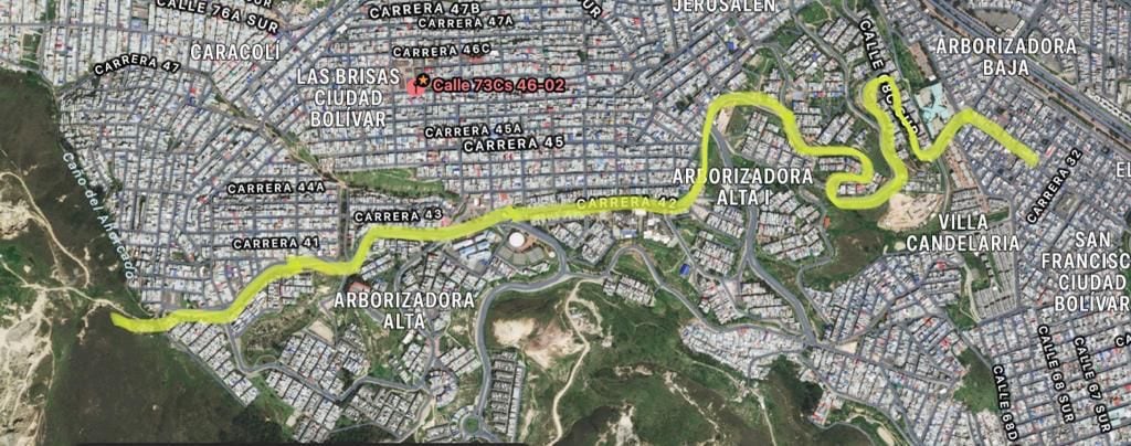 Este es el mapa de los cierres viales por los actos religiosos del Viernes Santo en Ciudad Bolívar - crédito Alcaldía de Bogotá