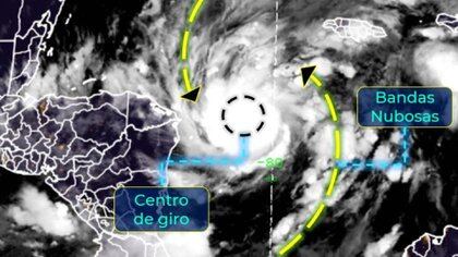 Su presencia generó una previsión climática con vientos máximos sostenidos de 120 km / h, rachas de 150 km / hy desplazamiento hacia el oeste a 19 km / h (Foto: Conagua)