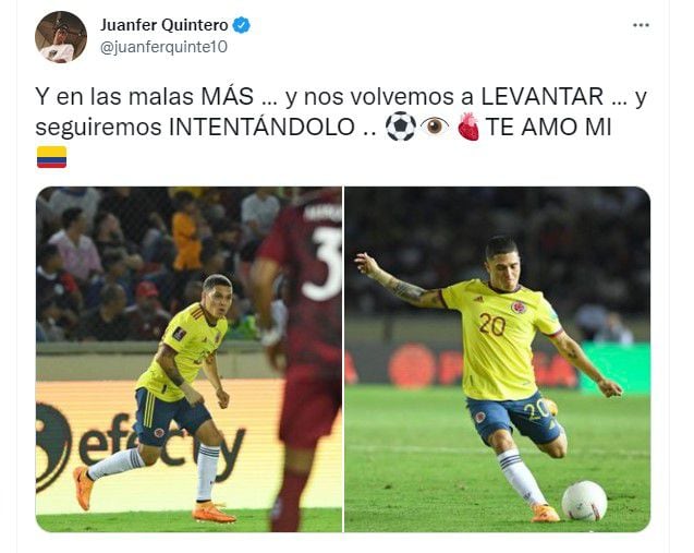 Messaggio Juan Fernando Quintero selezione Colombia