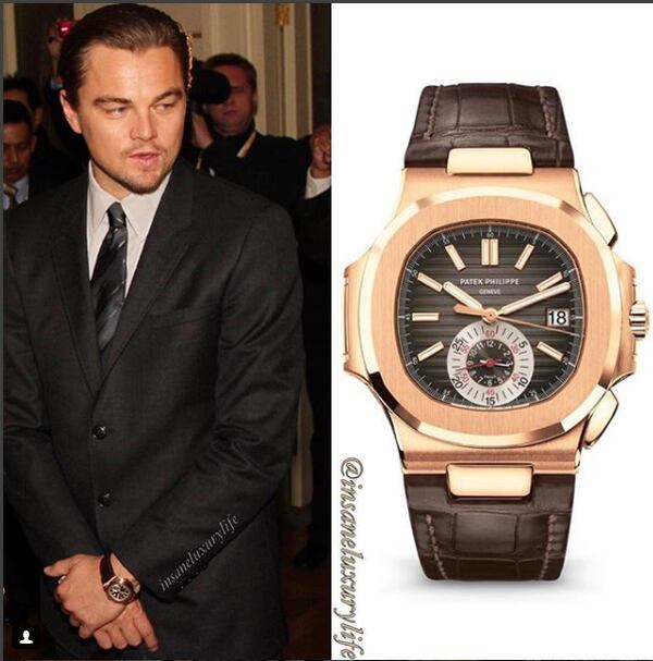 Leonardo DiCaprio con un Patek Philippe Nautilus en oro rosado de USD. 65 mil