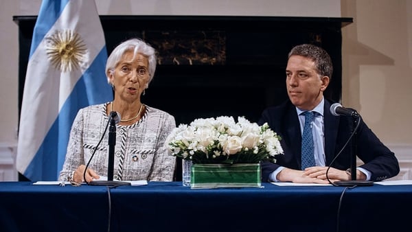 La directora del FMI, Christine Lagarde, y el ministro Nicolás Dujovne