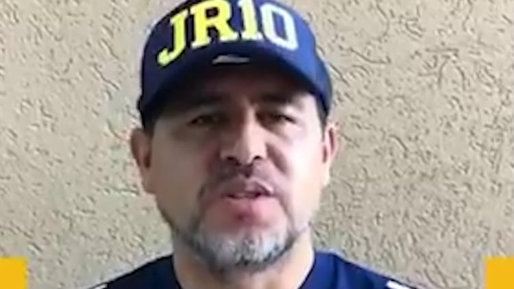 Riquelme, en su última aparición. Fue nexo con los jugadores en la negociación por el pago de los sueldos en Boca