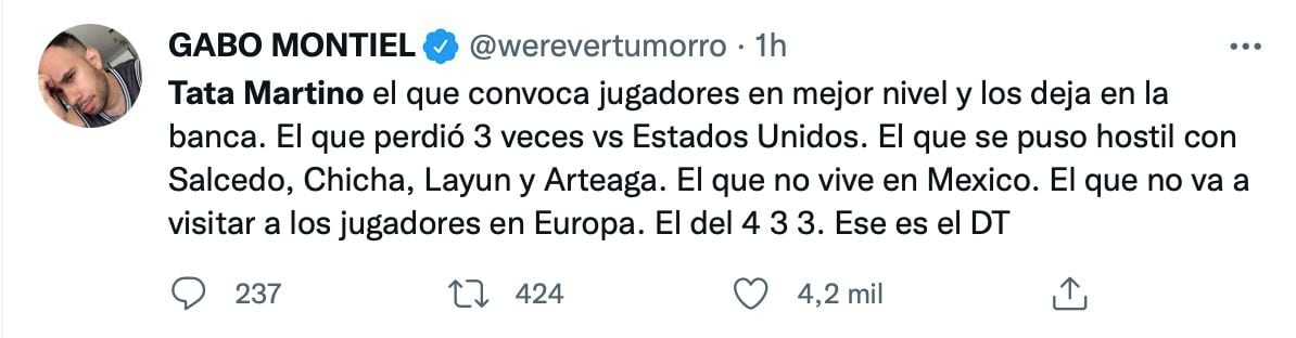 Destrozaron al Tata Martino por la actuación de México vs Jamaica en el Octagonal de Concacaf (Foto: Twitter/@werevertumorro)