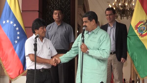 El presidente de Bolivia Evo Morales junto al dictador venezolano Nicolas Maduro