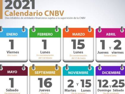 Calendario bancos. (Foto: CNBV)