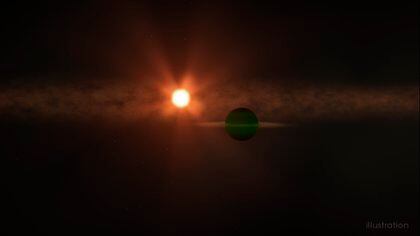 Representación artística del exoplaneta AU Mic b y su estrella. EFE/NASA's Goddard Space Flight Center/Chris Smith (USRA)
