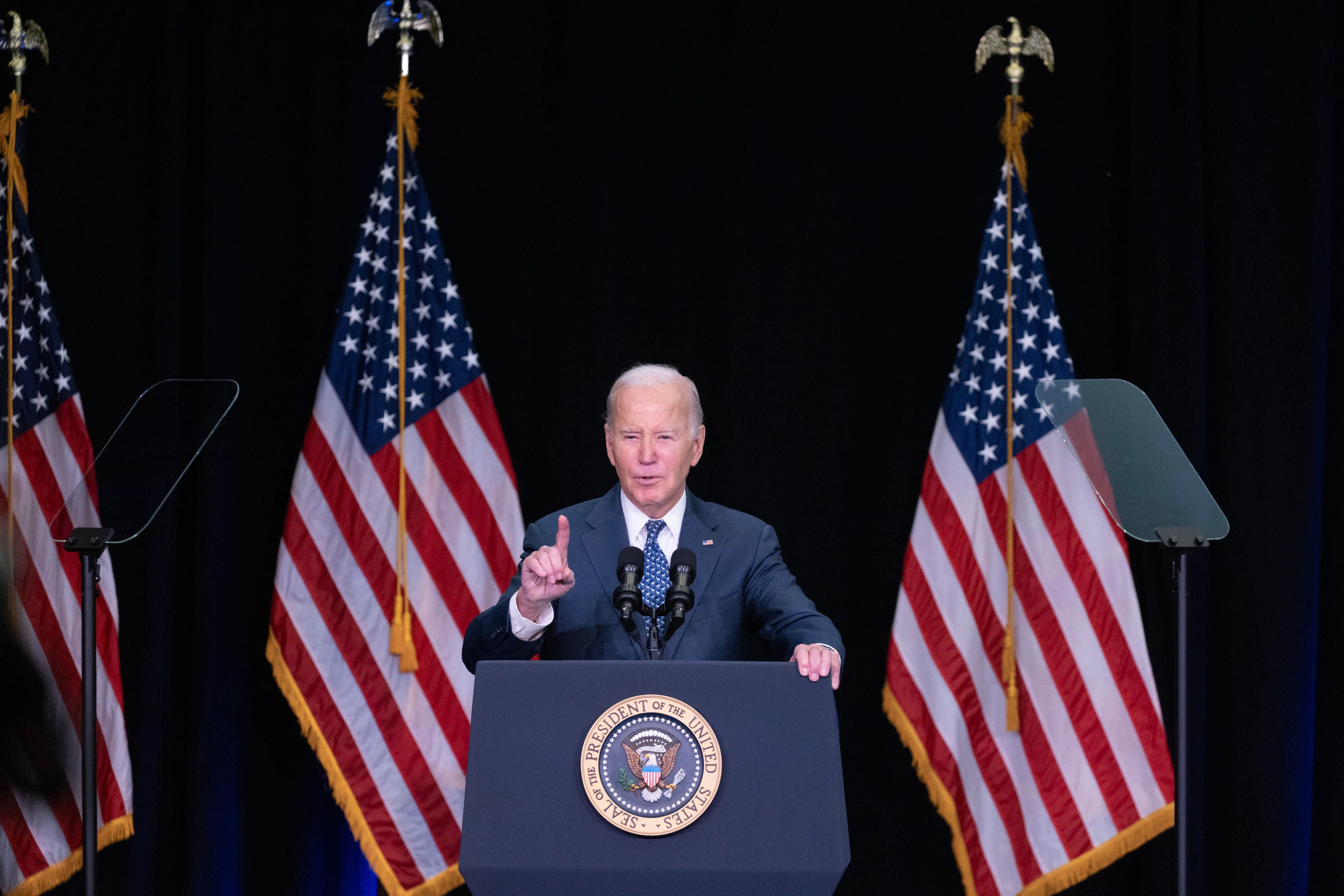 El presidente de Estados Unidos, Joseph Biden, durante un discurso que pronunció en Virginia
