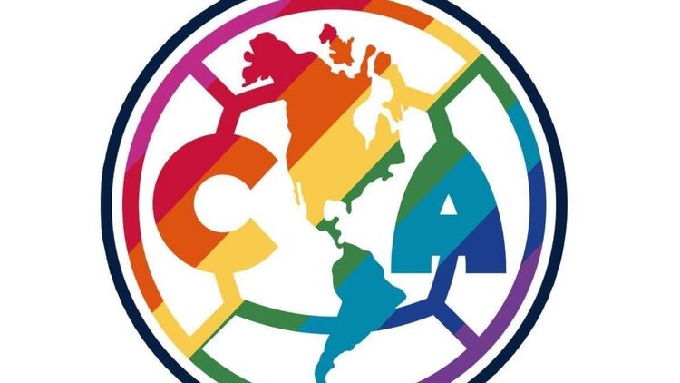 El América abandonó el azulcrema en su escudo para portar los colores del arcoiris, símbolo de la lucha de la diversidad sexual en el mundo (Foto: Facebook Club América)