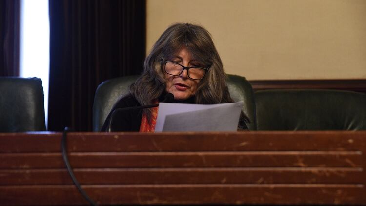 La jueza Ana Dieta de Herrero durante la lectura del veredicto (Franco Fafasuli)