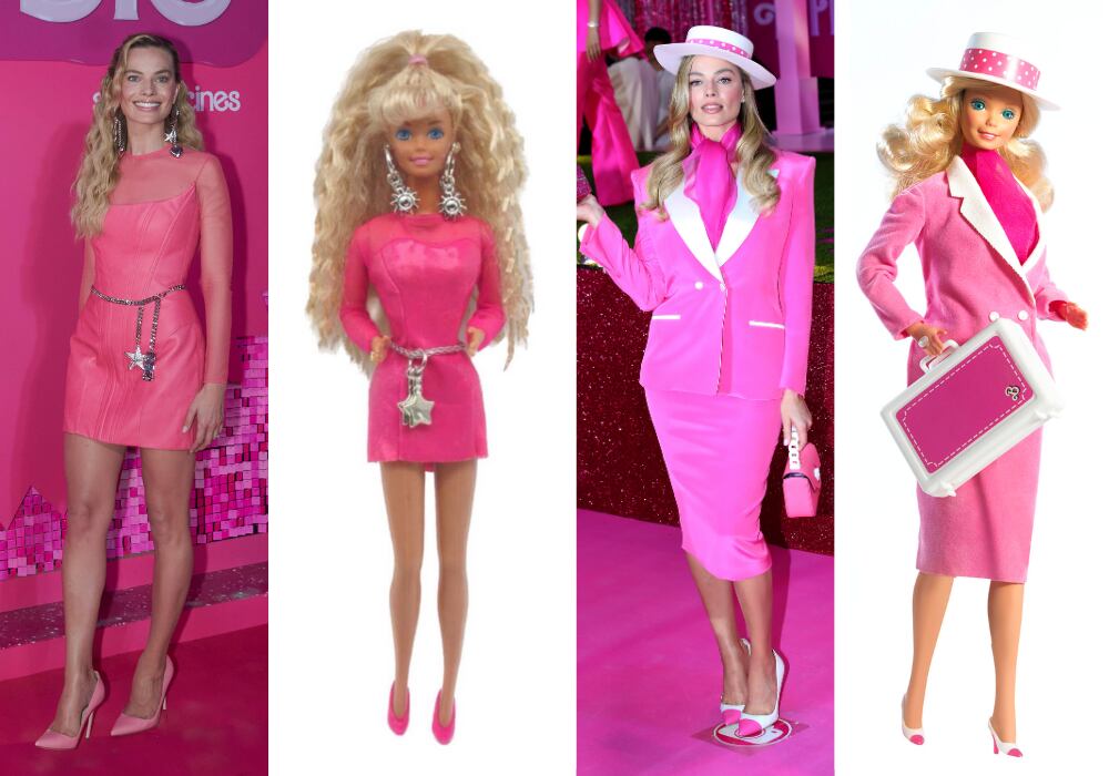 Varios de los 'looks' de Margot Robbie durante la gira de promoción de 'Barbie', inspirados en los estilismos reales de algunas de las muñecas más icónicas