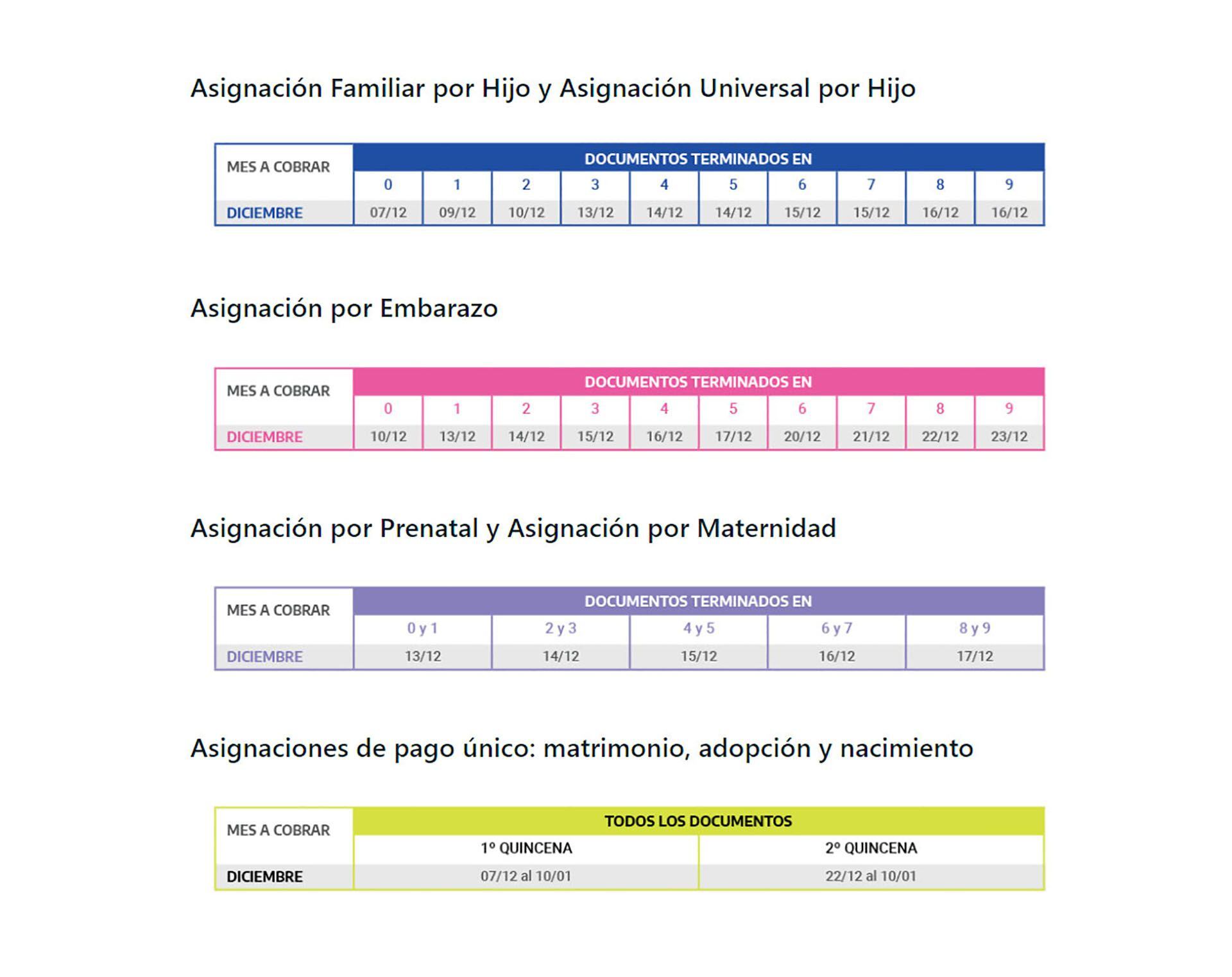 Jubilaciones Pensiones AUH AUE Pagos Diciembre 2021