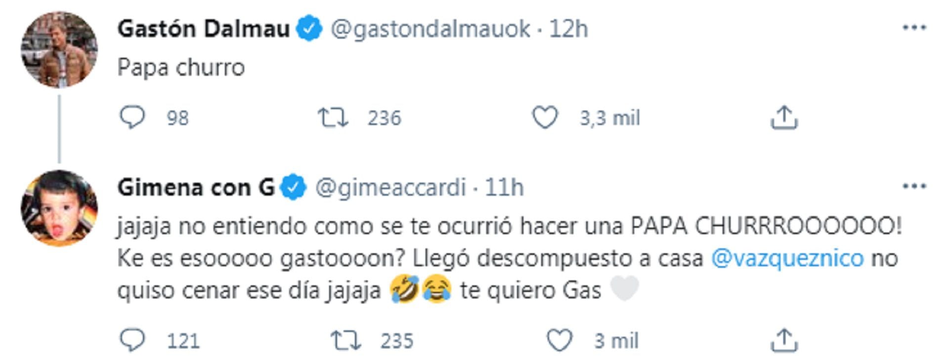 El tuit de Gimena Accardi sobre la reacción de Nico Vázquez al comer el plato de Gastón Dalmau