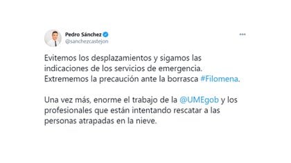 El tuit de Pedro Sánchez