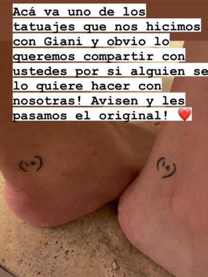 Sutil: el tatuaje de Dalma y Gianinna en honor a su padre, Diego Maradona (Instagram)