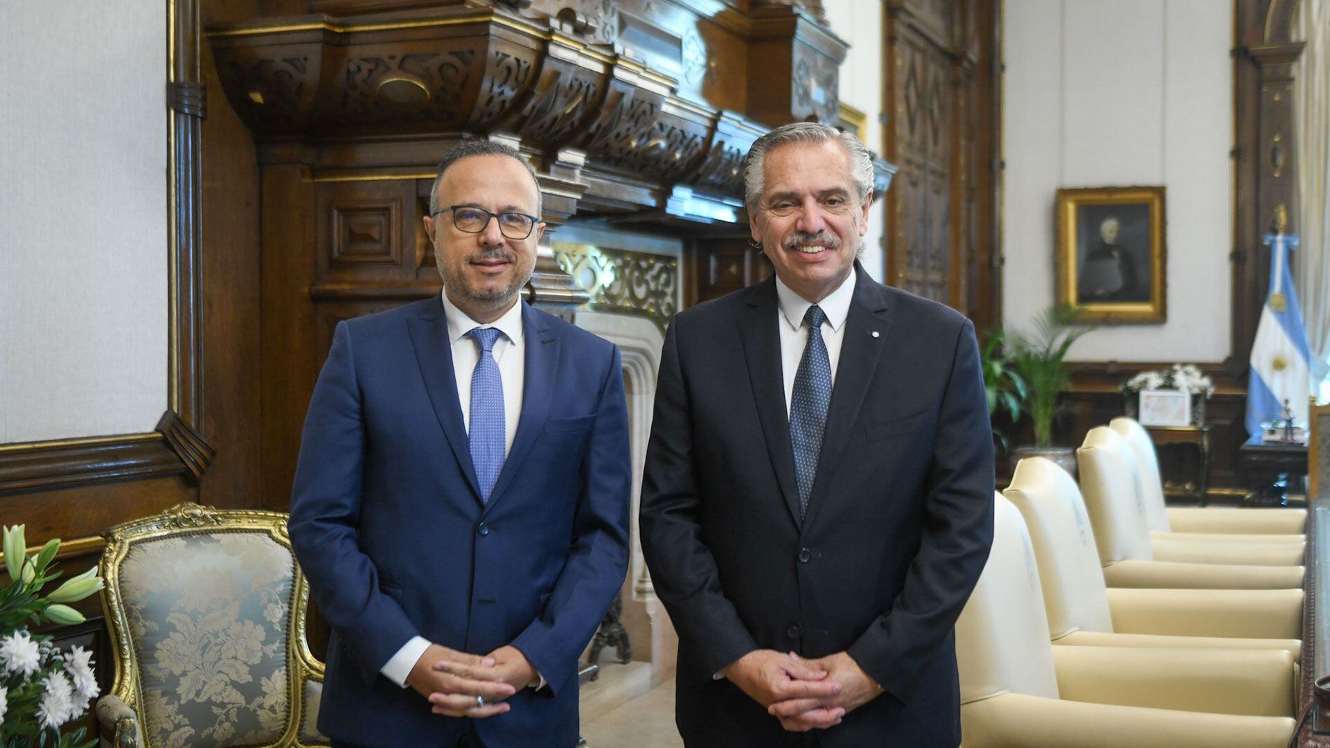 Antonio Aracre con Alberto Fernandez en Casa Rosada