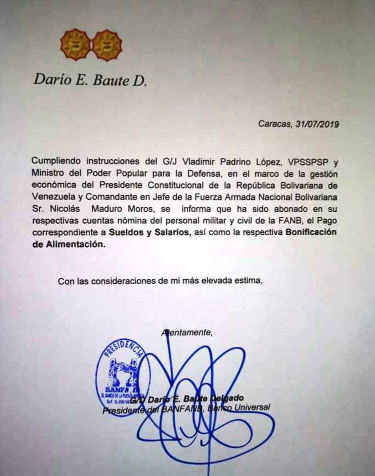 Notificación de depósitos por BANFANB