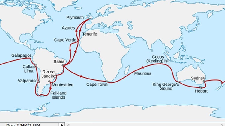 El viaje durante 5 años de Charles Darwin alrededor del mundo