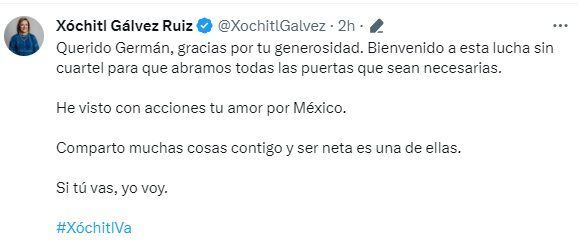 Xóchitl Gálvez celebró el apoyo que el senador del Grupo Plural le mostró