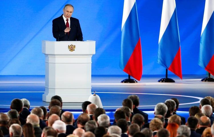 El presidente ruso, Vladimir Putin, se dirige al Consejo de Estado en Moscú, Rusia, el 15 de enero de 2020. (Alexander Zemlianichenko / Pool a través de REUTERS)