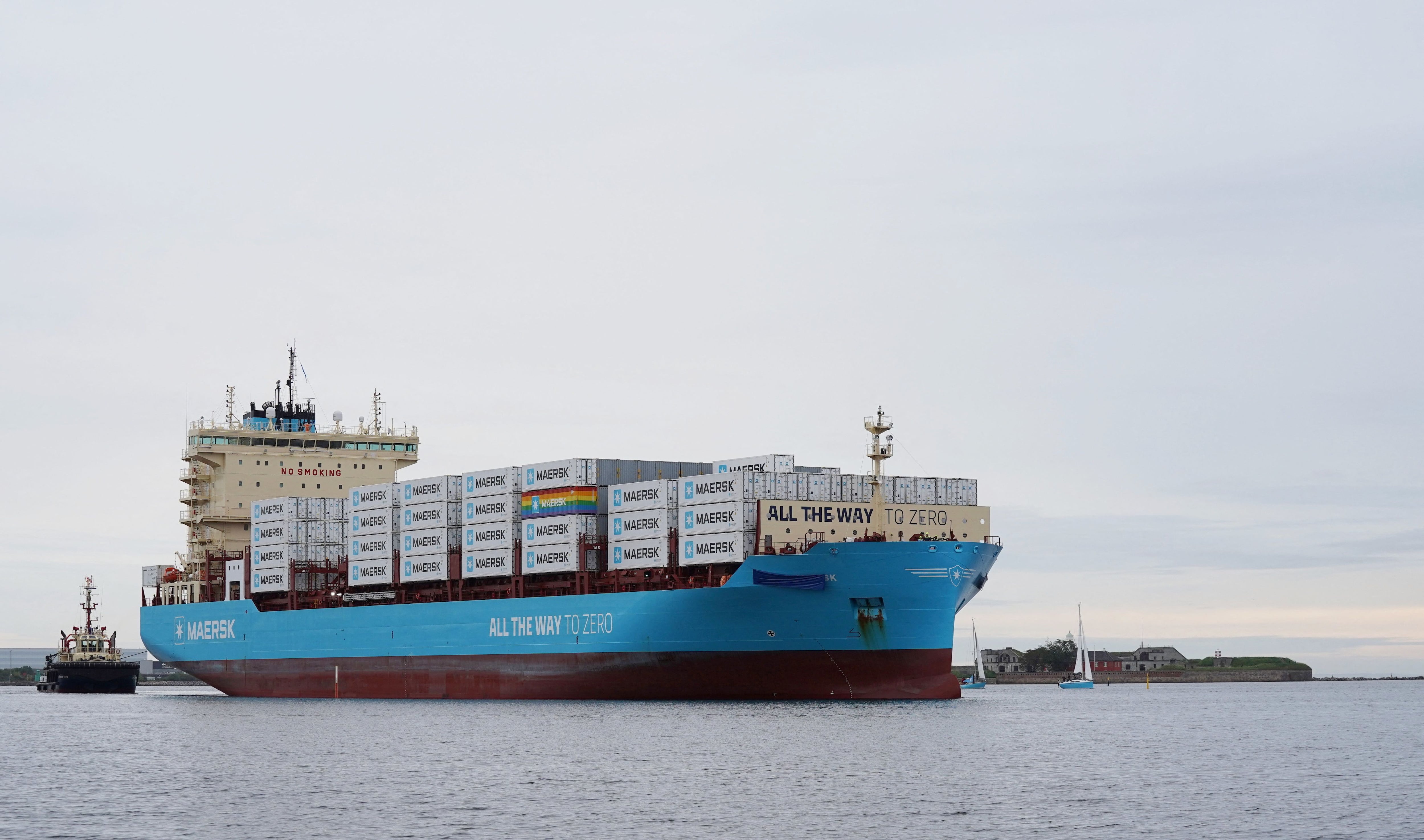 El buque portacontenedores alimentado con metanol Laura Maersk llega para una ceremonia oficial de nombramiento en Copenhague, Dinamarca, el 13 de septiembre de 2023. REUTERS/Tom Little