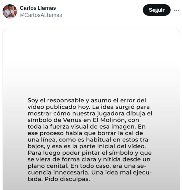 Carlos Llamas, director de comunicación del Real Sporting de Gijón, se disculpa por el vídeo publicado por el 8M