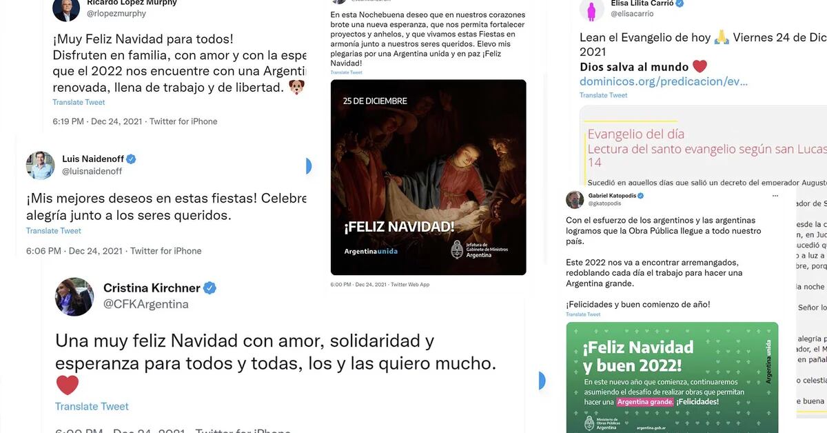 Cristina Kirchner, López Murphy, Carolina Losada y otros saludos de políticos en redes sociales por Navidad