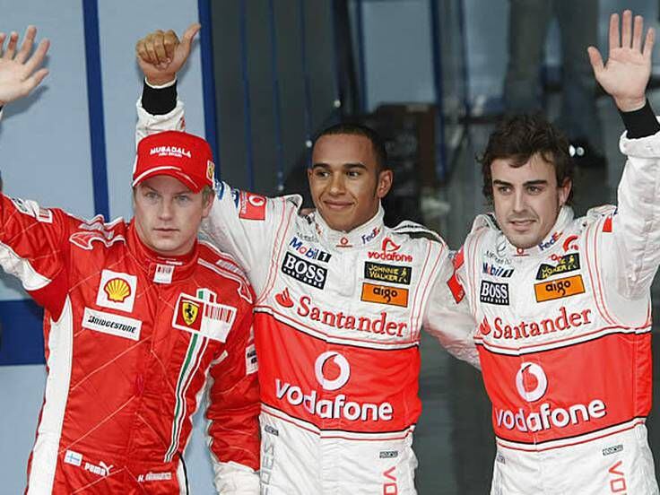Raikkonen, Hamilton y Alonso en la temporada 2007 (Reuters)