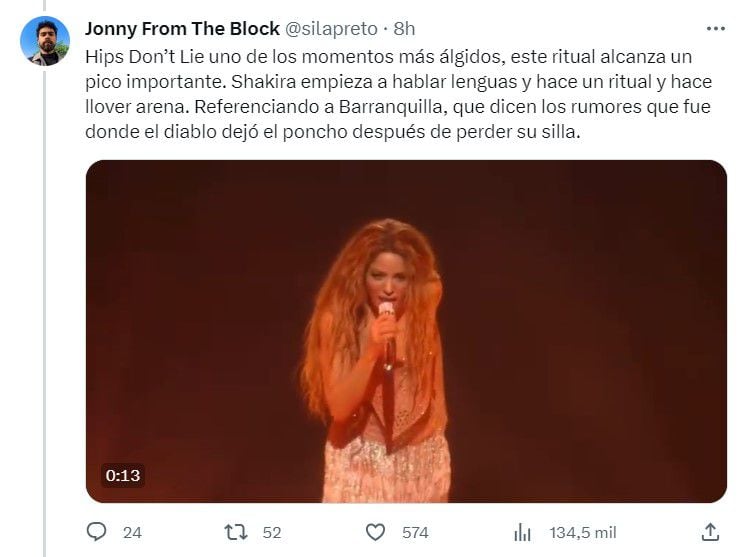 Un hilo en redes sociales hablando sobre los supuestos vínculos entre Shakira y el satanismo despertó reacciones encontradas entre los usuarios - crédito @silapreto/X