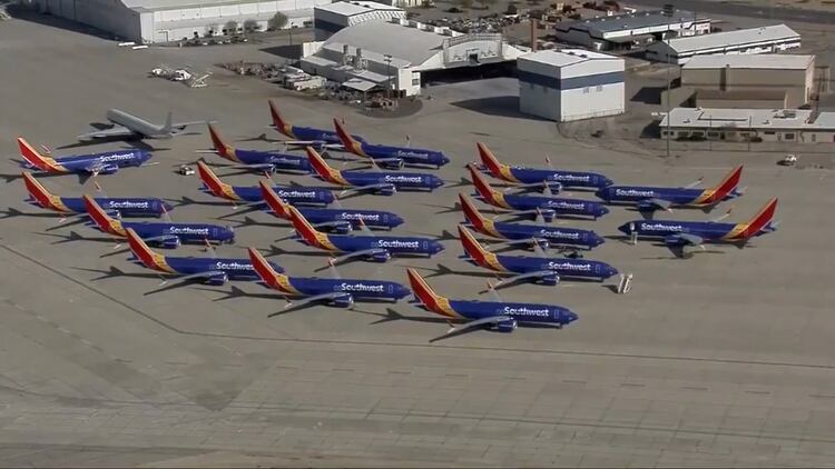 La flota de 737 MAX de la aerolínea Southwest, varada (Foto: AFP)