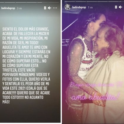 Belinda dedicó desde ayer varios emotivos comentarios hacia Juana Moreno (Foto: Instagram de Belinda)