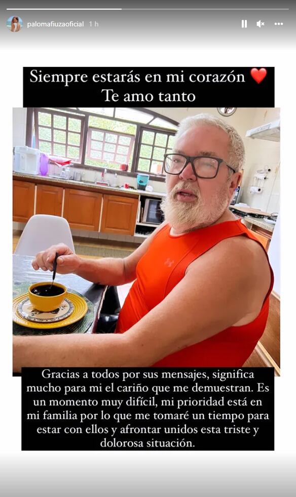 Paloma Fiuza sends a message to her followers after the death of her father is known.