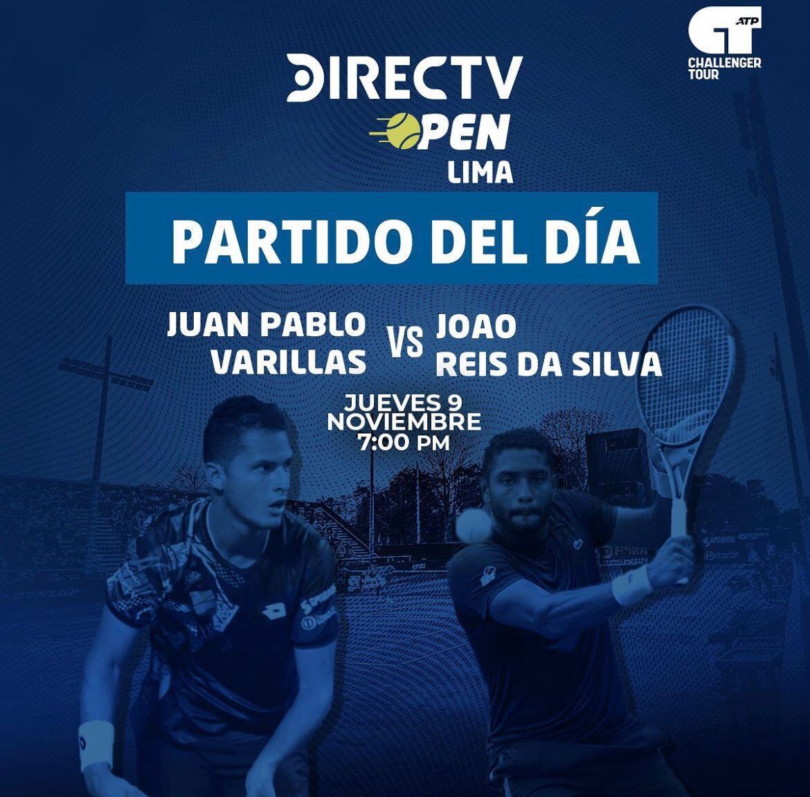 El partido de Juan Pablo Varillas contra Joao Reis da Silva será transmitido por DirecTV Sports.