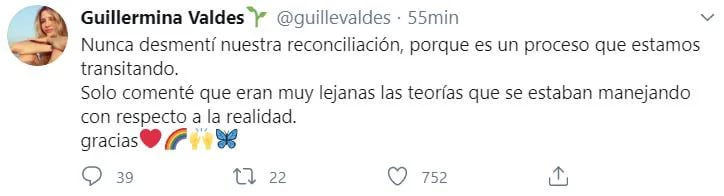 El tuit de Valdés admitiendo la reconciliación