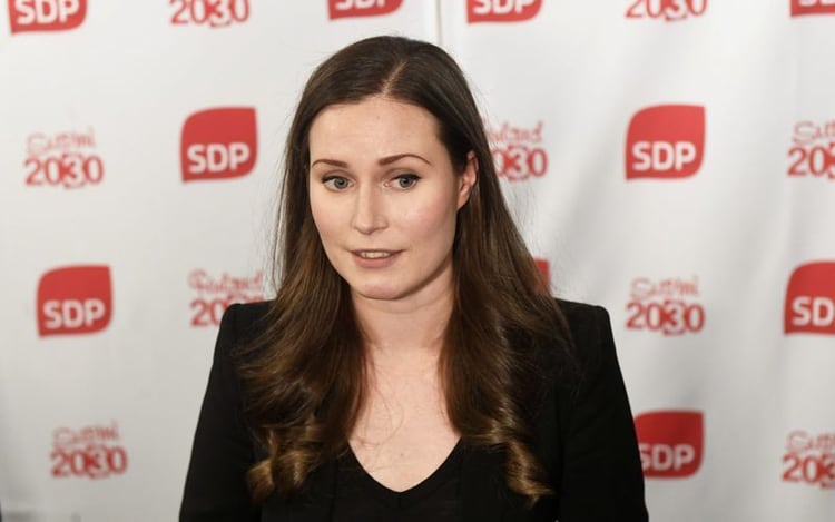 La nueva primera ministra de Finlandia, Sanna Marin, durante la votación del Partido Social Demócrata en Helsinki el 8 de diciembre, 2019. Vesa Moilanen/Lehtikuva/via REUTERS