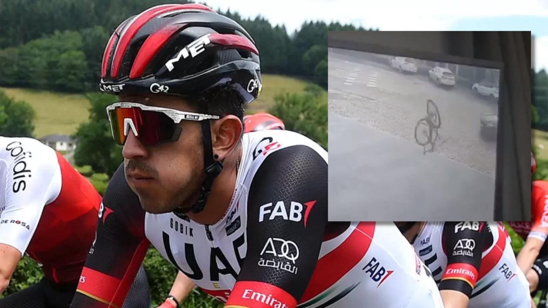 El ciclista colombiano Juan Sebastián Molano sufrió un accidente en las calles de Bélgica. @TeamEmiratesUAE/Twitter.
