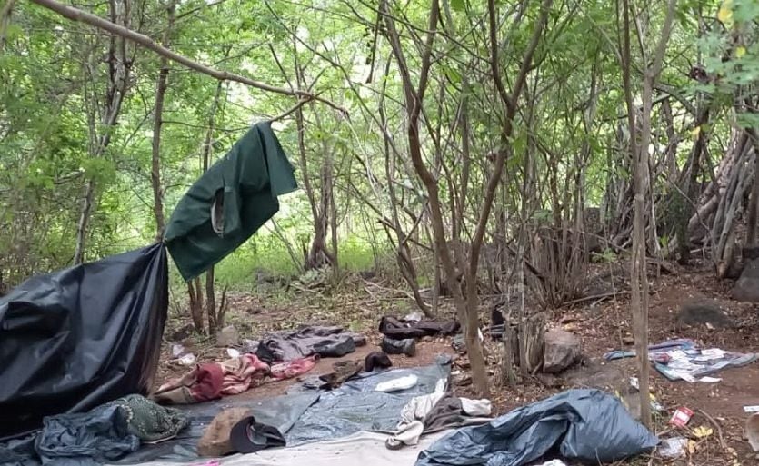 Campamento del CJNG hallado en Michoacán. (Foto: Guardia Nacional)