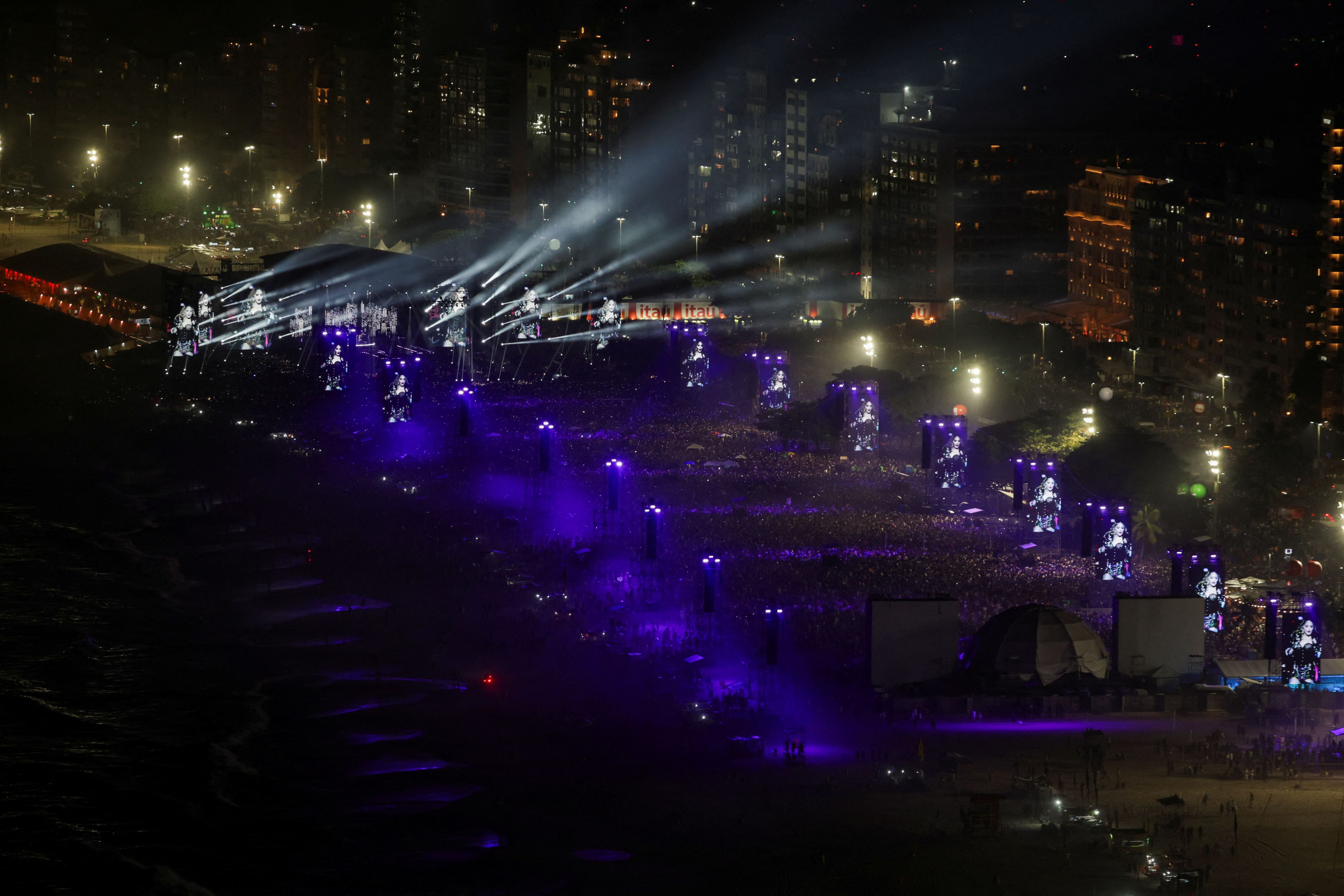 People gather at the Copacabana beach to attend Madonna's concert in Rio de Janeiro, Brazil May 4, 2024. REUTERS/Ricardo Moraes