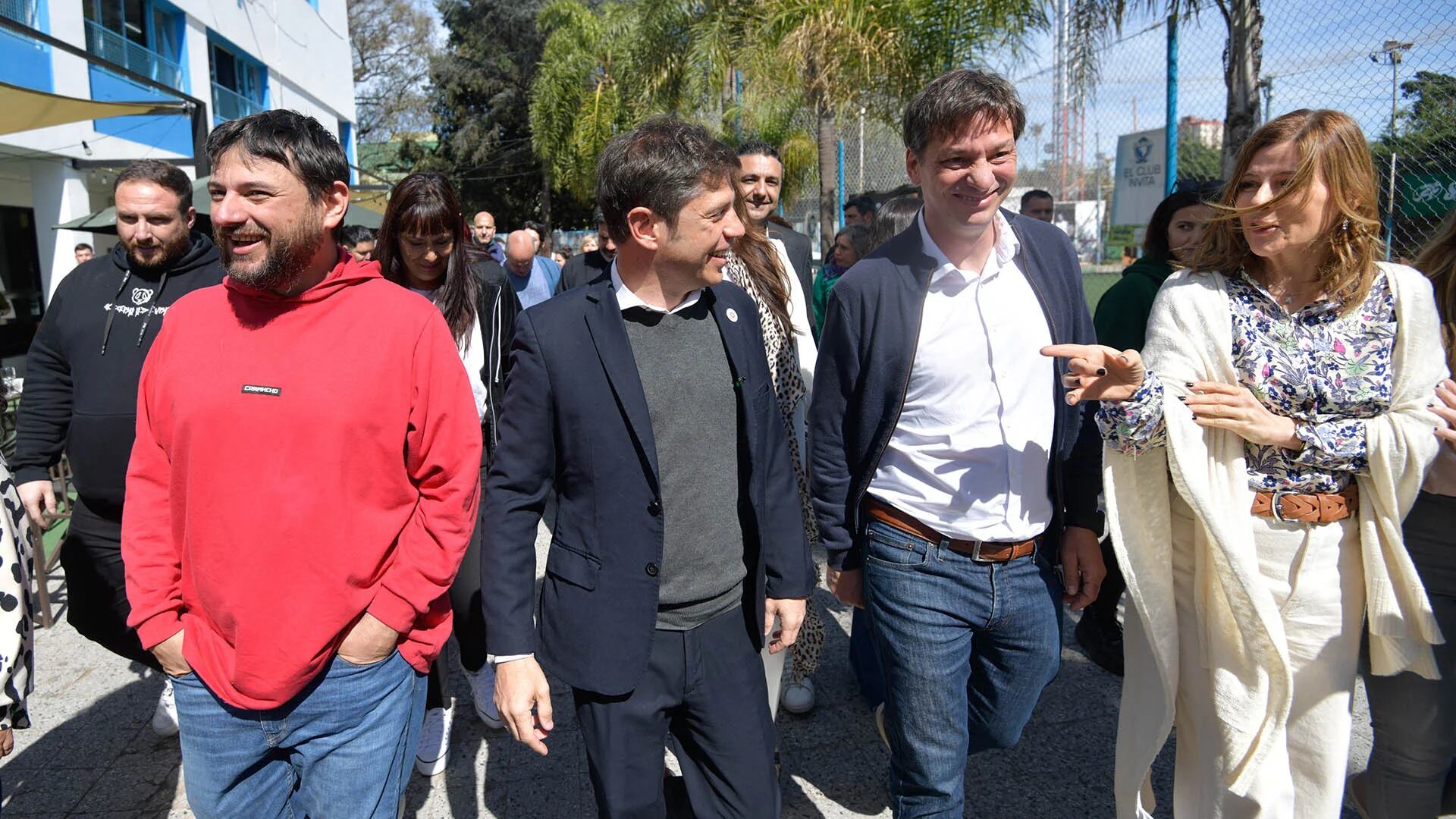 Kicillof este martes junto a Juan Grabois, el candidato a intendente de UP en Vicente López, Lucas Boyanowsky y Florencia Saintout