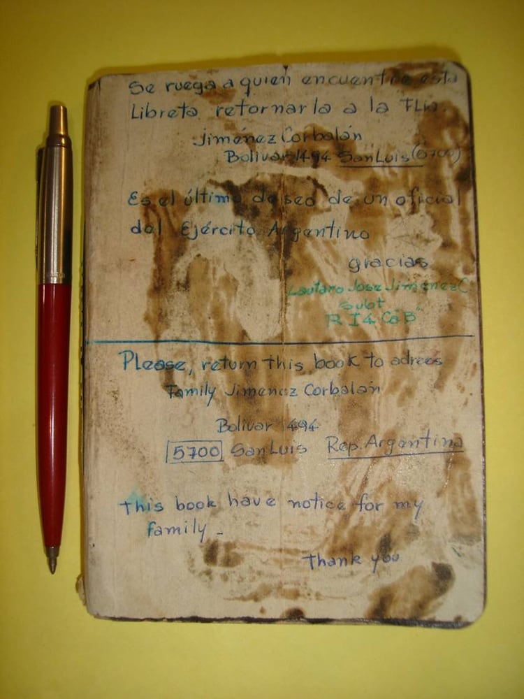 La libreta de Jiménez Corbalán.